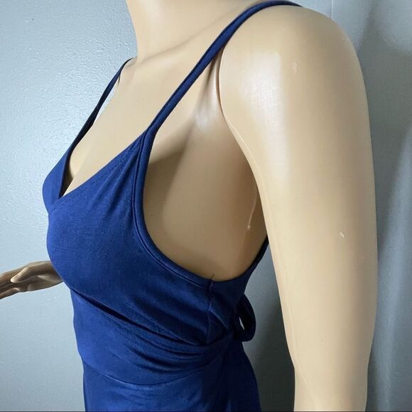 Gap Wrap Dress Spaghetti Strap Blue Maxi Size Medium Petite - Picture 4 of 8